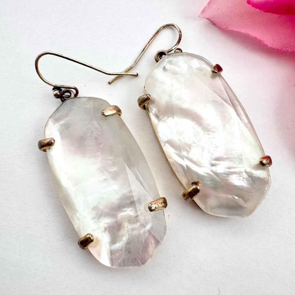 Kendra Scott Esme MOP Mother Of Pearl Dangle Earrings Signed With Wear READ